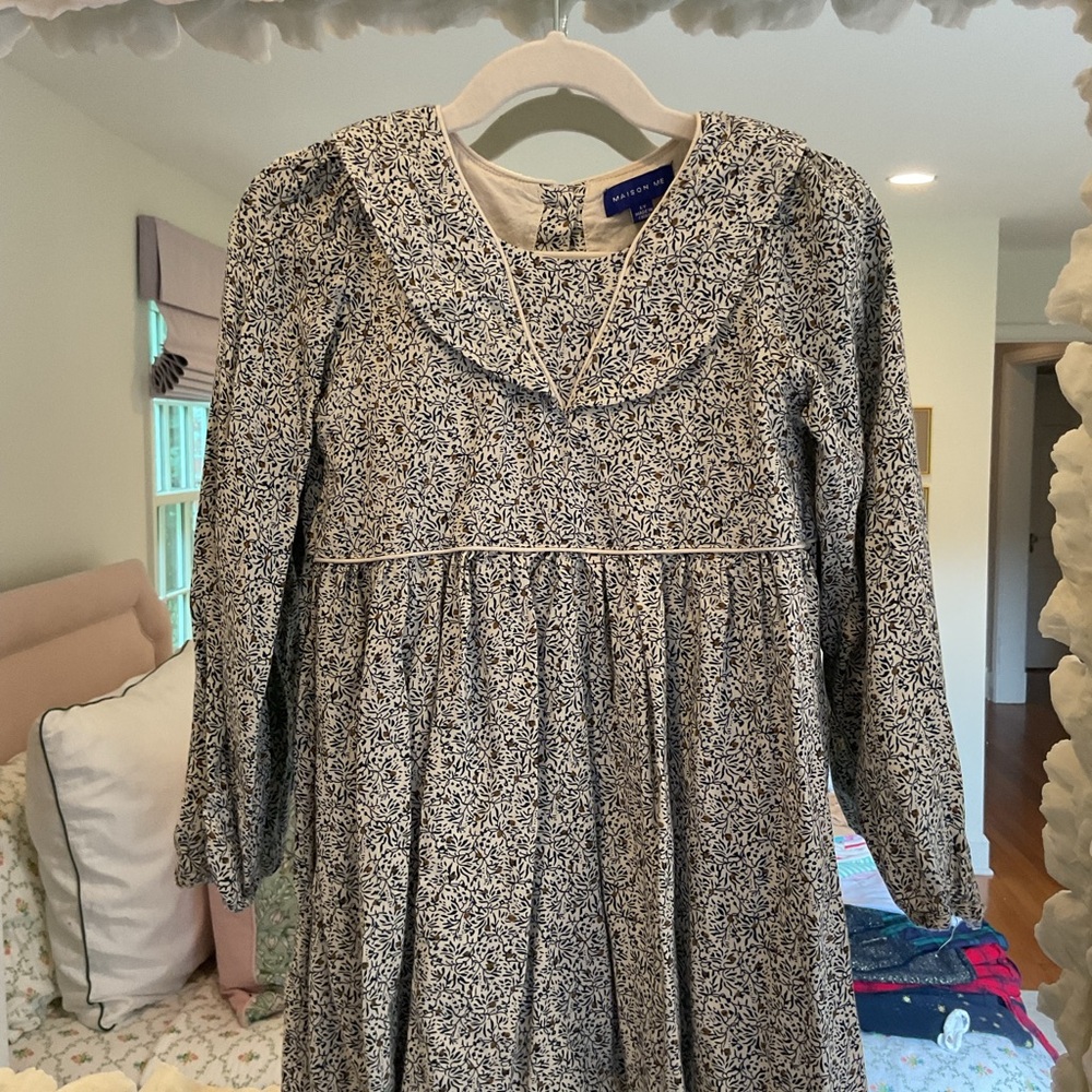 Black and White Bishop Sleeve Sundress with Peter Pan Collar